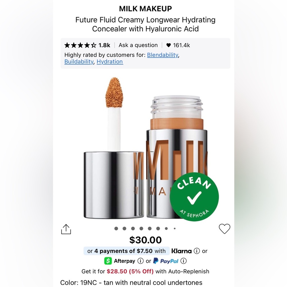 Milk Makeup Future Fluid All over Cream Concealer 19NC